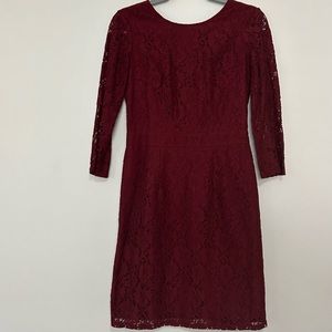 Merona Burgandy Lace dress. Knee Length. Size 2